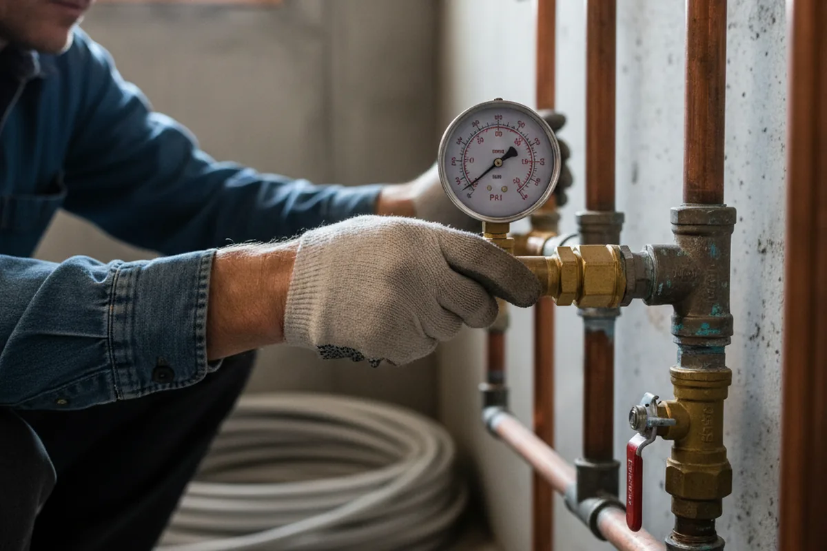 Pressure testing a repaired line during Water Line Repair in Bentonville